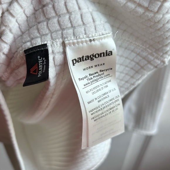 Patagonia Worn Wear Quarter Zip Pullover Sweater Size Large Eggshell Cream fall - Picture 8 of 17